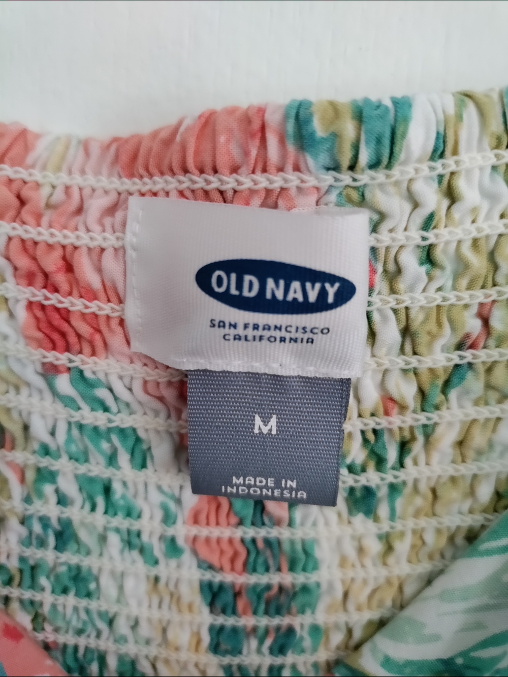 Old Navy Coral & Teal Floral Spaghetti-Strap Dress - Picture 3 of 6